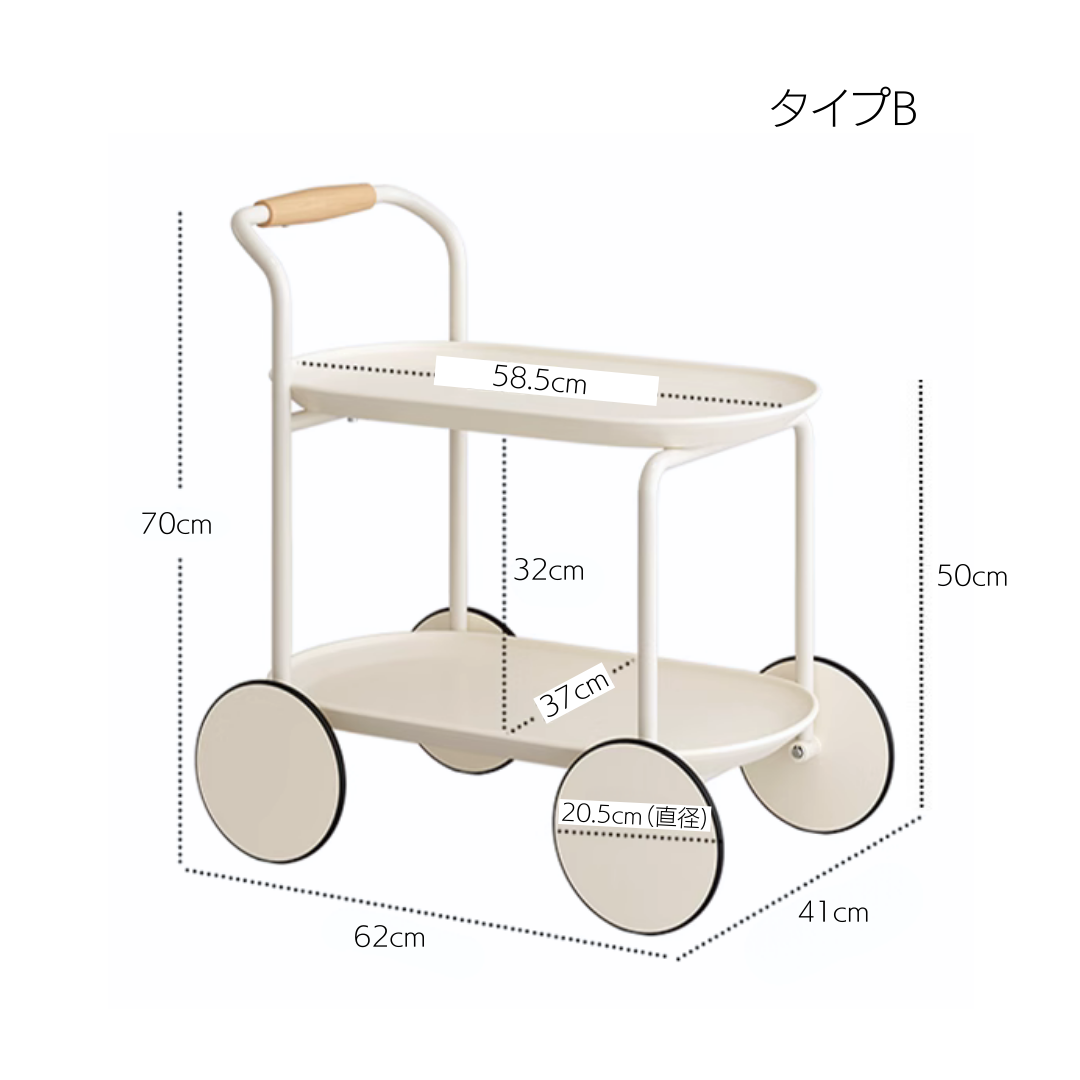 ホワイトスムーズティーワゴン